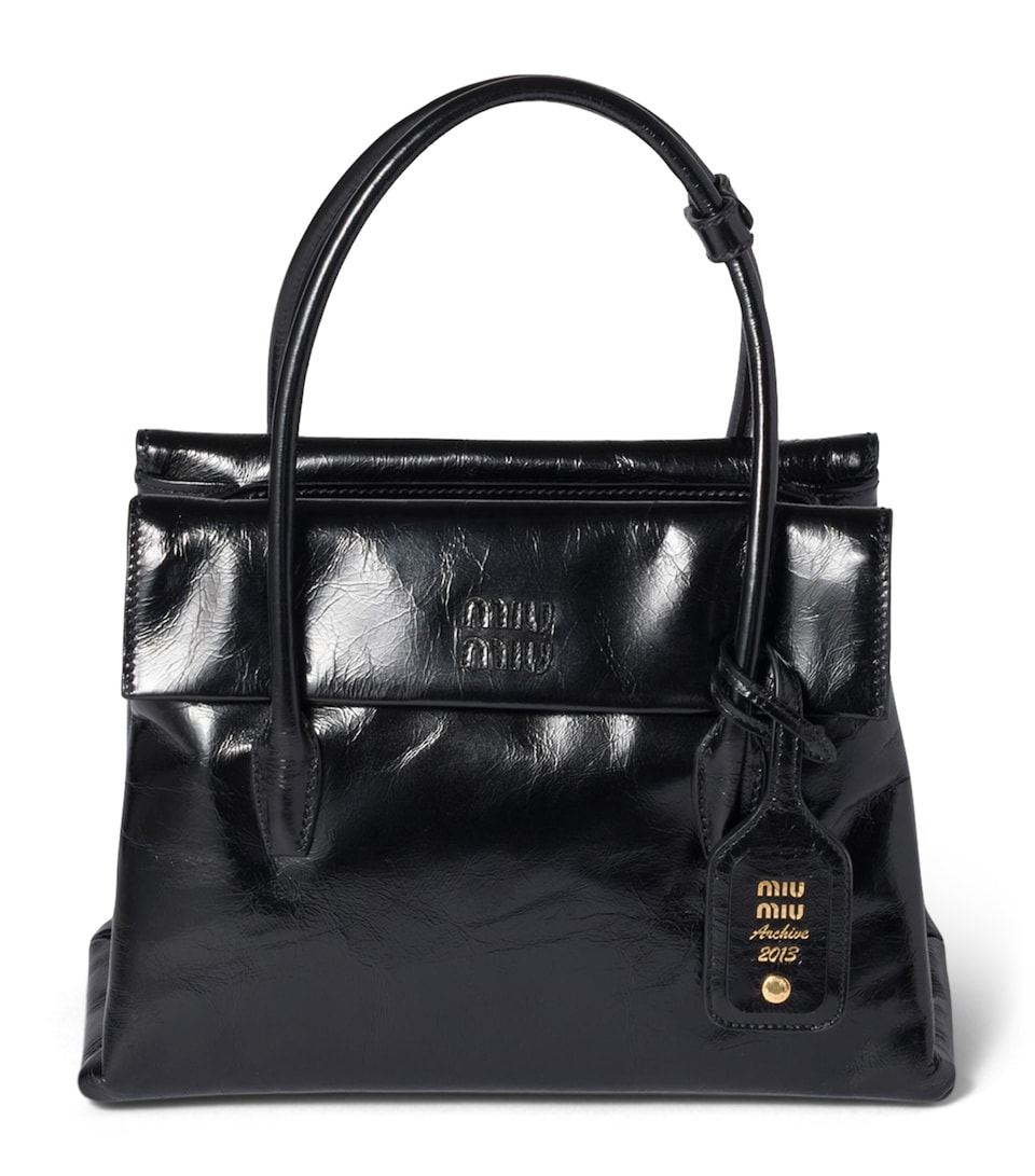 Leather Solitaire Top-Handle Bag