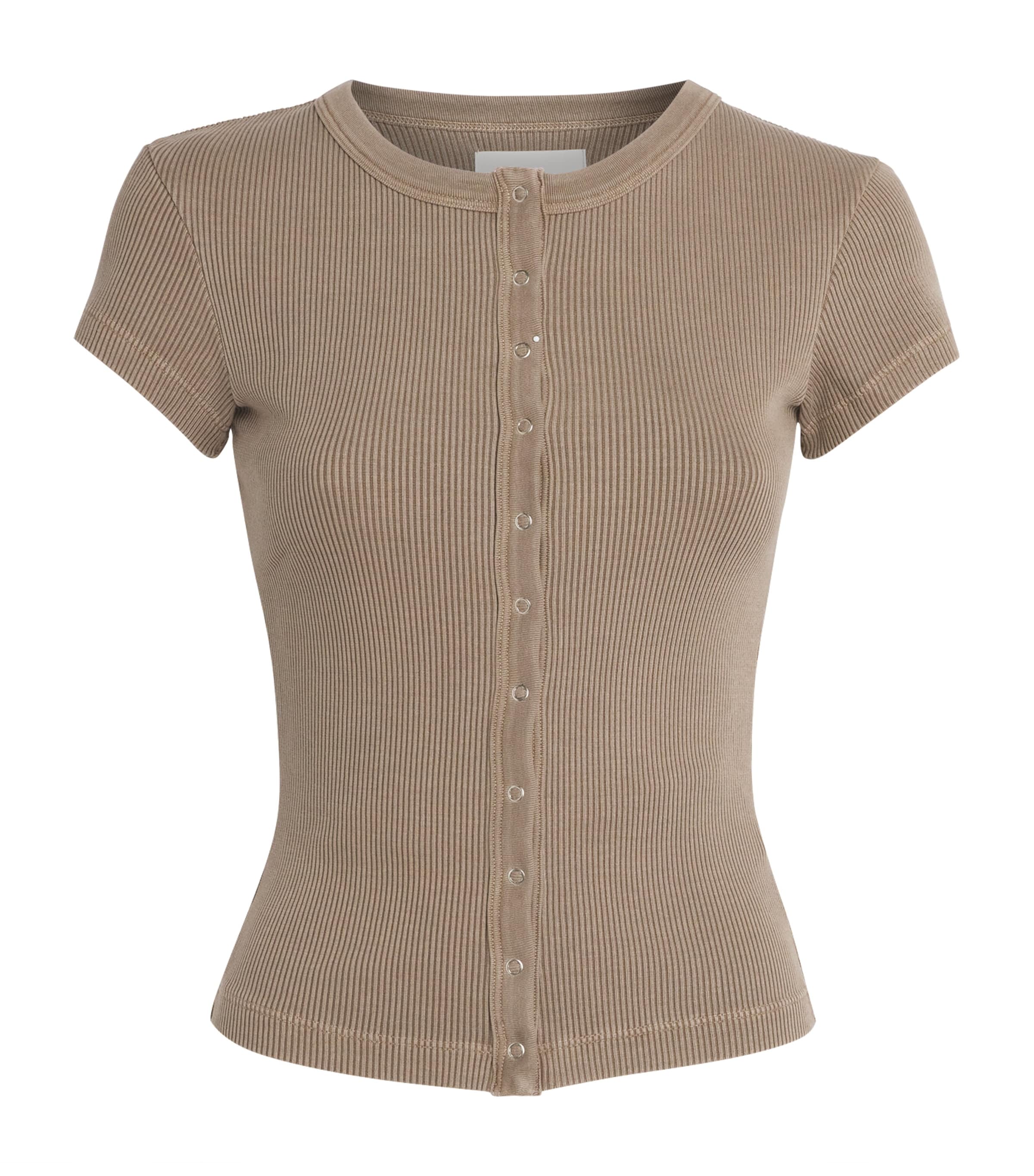 Citizens of Humanity Womens Short-Sleeve Tabi Cardigan Cocoa Md Grey Brown