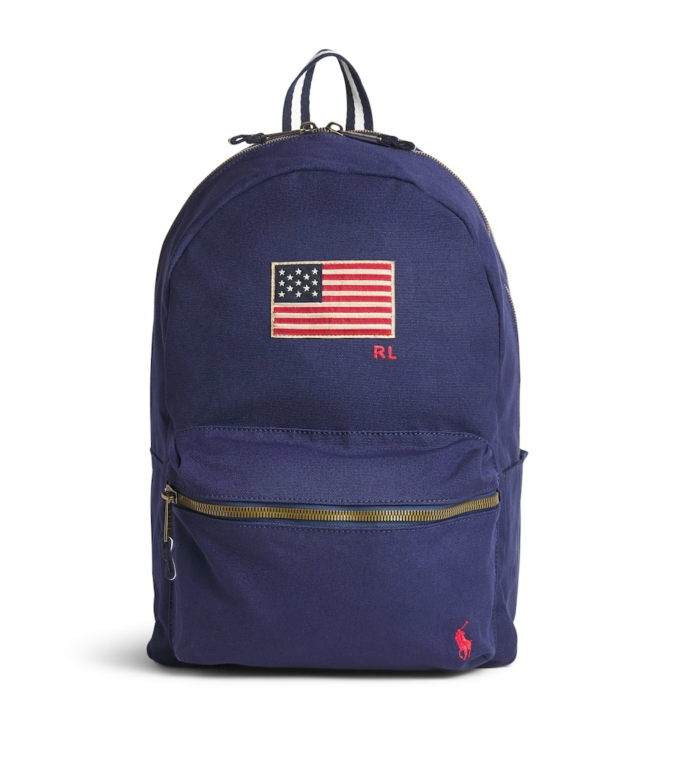 Ralph Lauren Kids Canvas American Flag Backpack Newport Navy