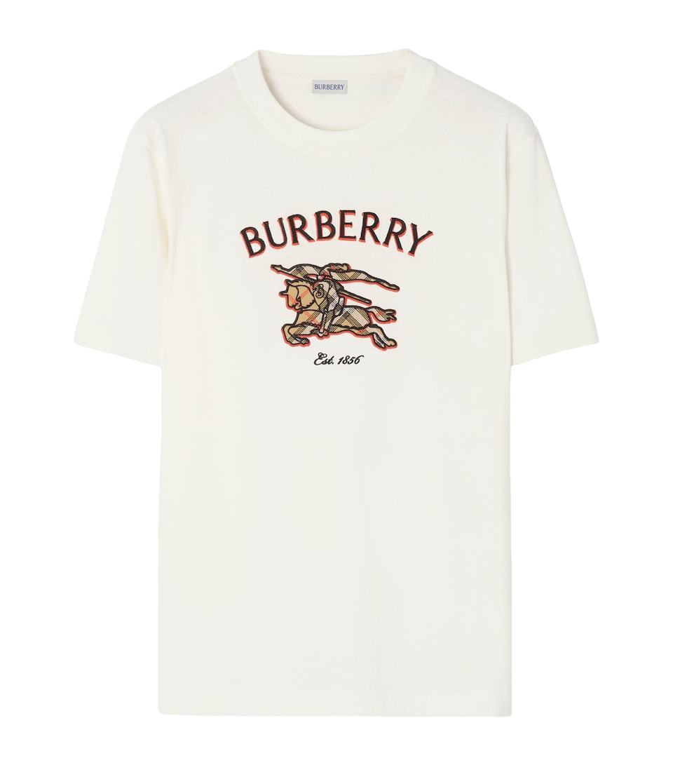 Burberry Mens Cotton Check EKD T-Shirt Chalk