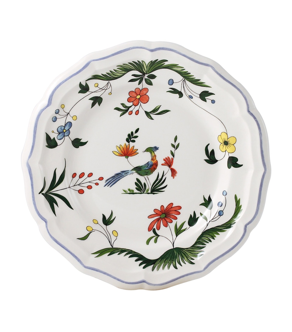 Gien Set of 4 Oiseaux Paradis Canape Plates (16cm) White, Blue, Green