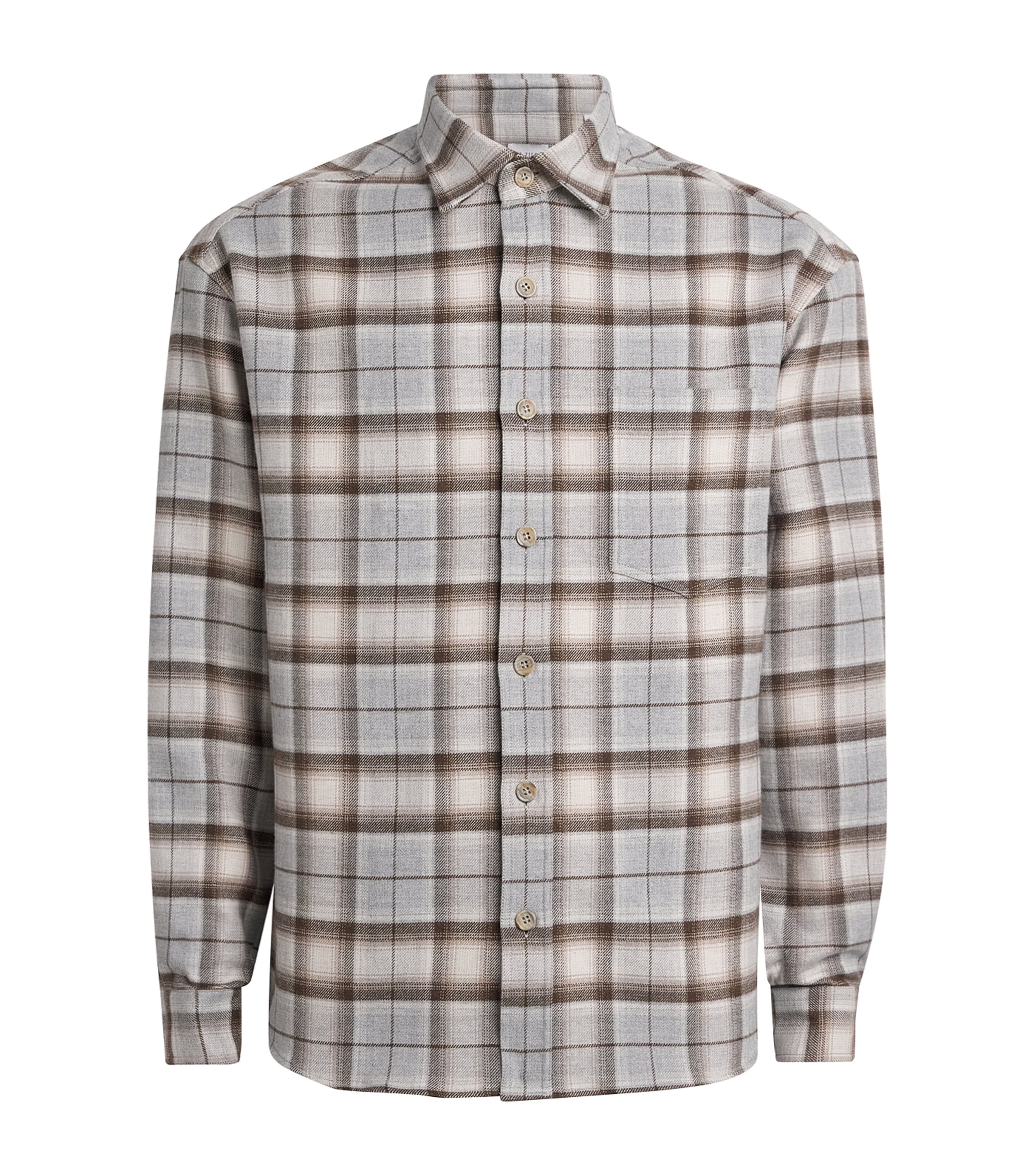 Pal Zileri Mens Cotton Check Shirt Brown