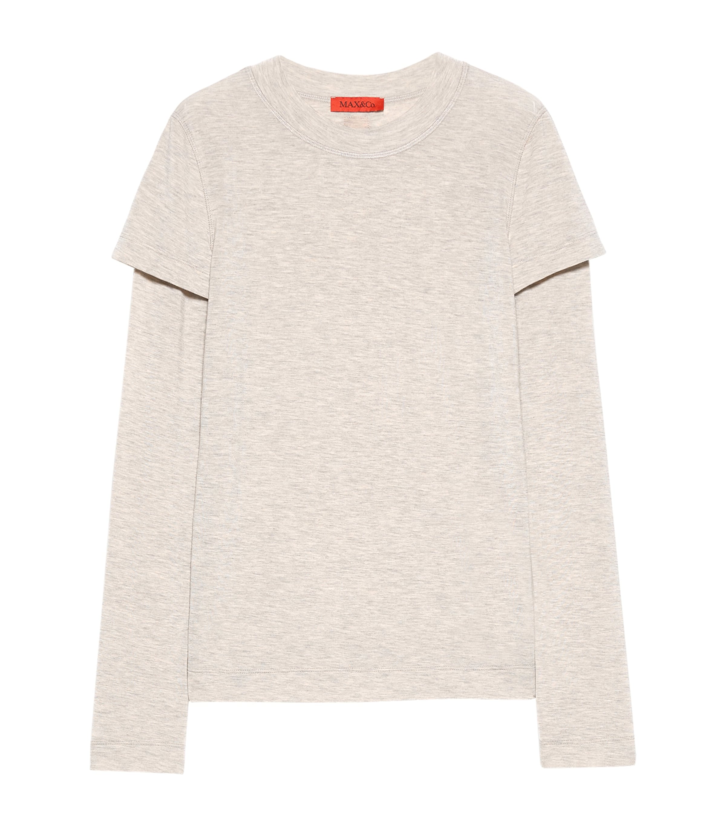 MAX&Co. Womens Cotton Layered Long-Sleeve T-Shirt Off White
