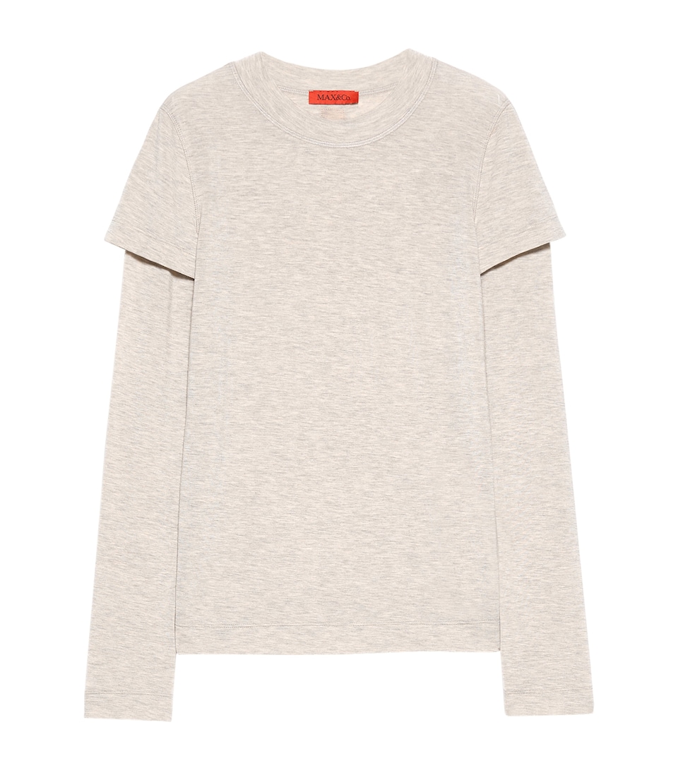 MAX&Co. Womens Cotton Layered Long-Sleeve T-Shirt Off White