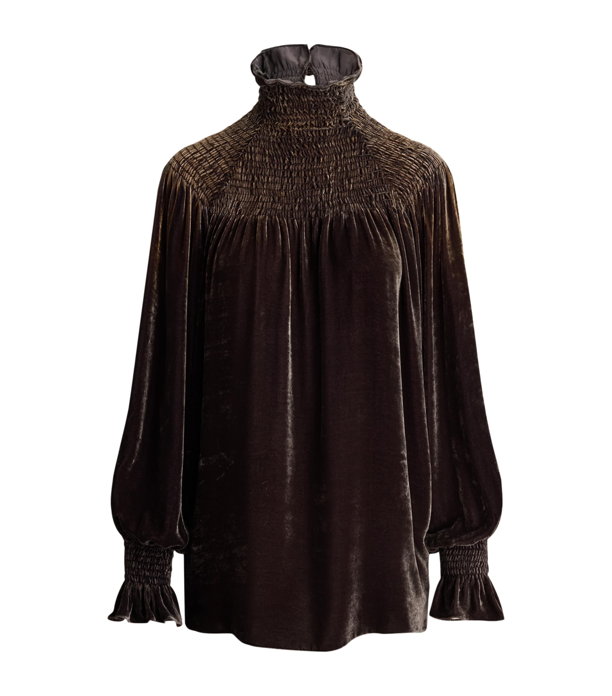 Ralph Lauren Collection Womens Velvet Maddison Blouse Chocolate