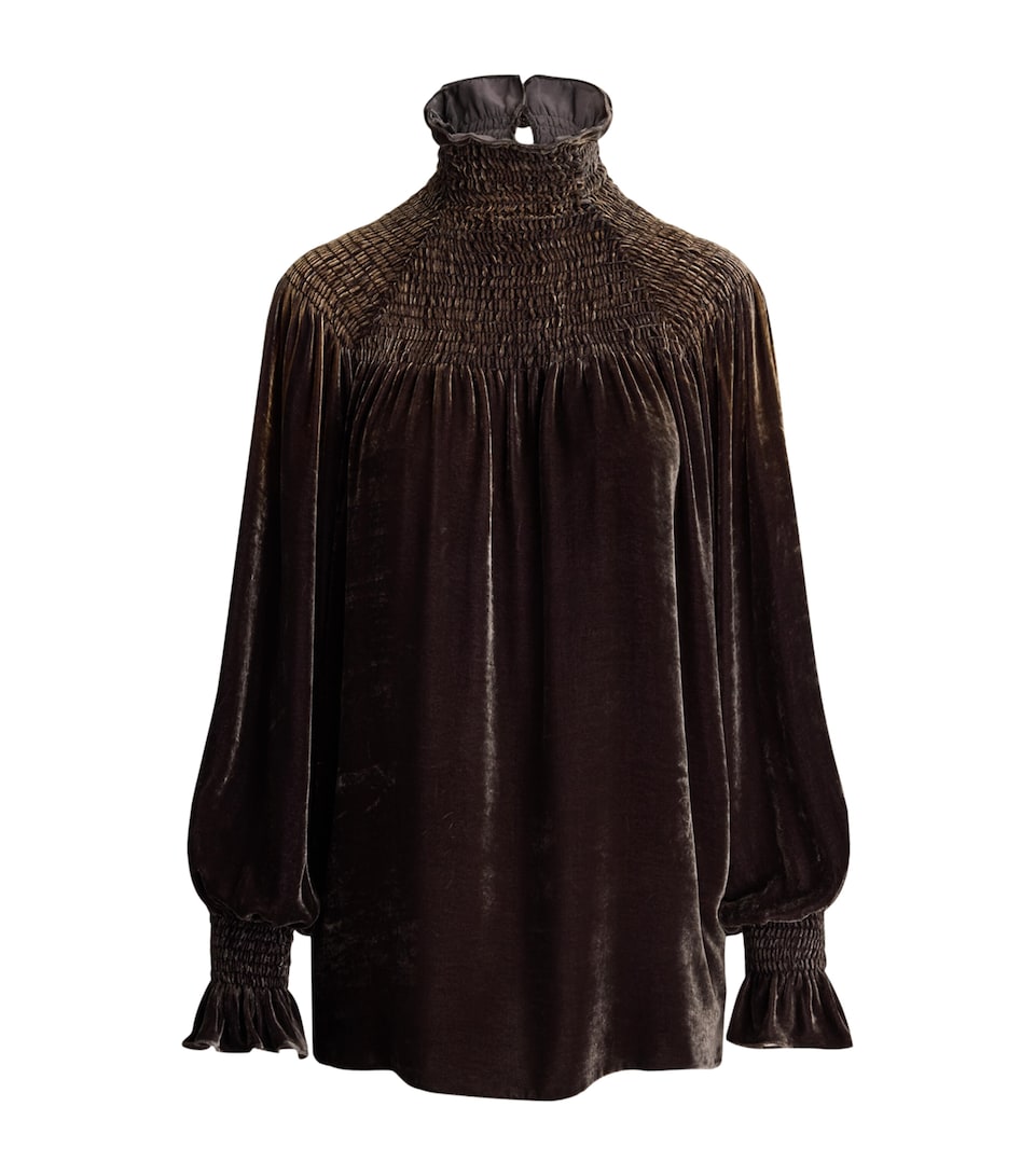 Ralph Lauren Collection Womens Velvet Maddison Blouse Chocolate