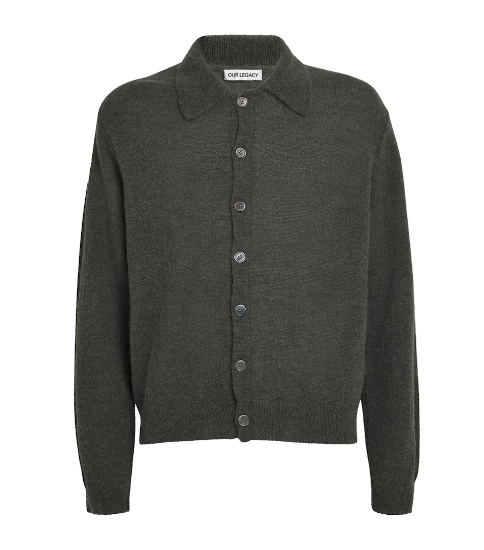 Alpaca-Blend Evening Polo Cardigan