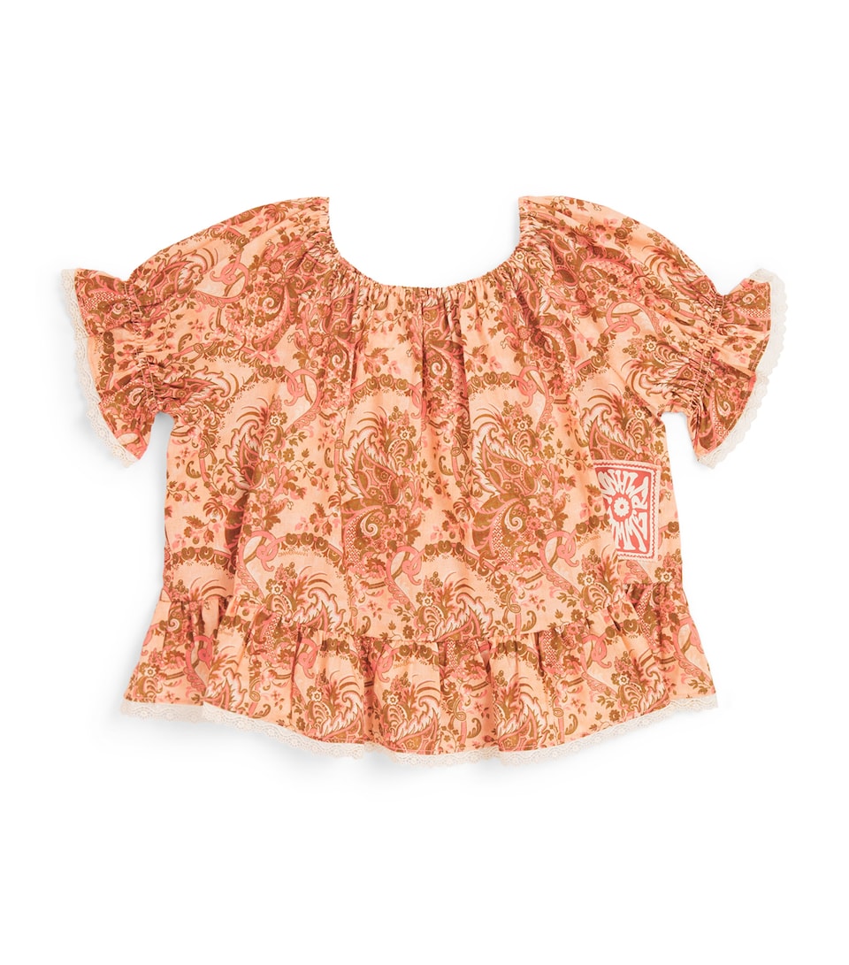 Zimmermann Kids Cotton Aster Top (2-12 Years) Pink Paisley Floral