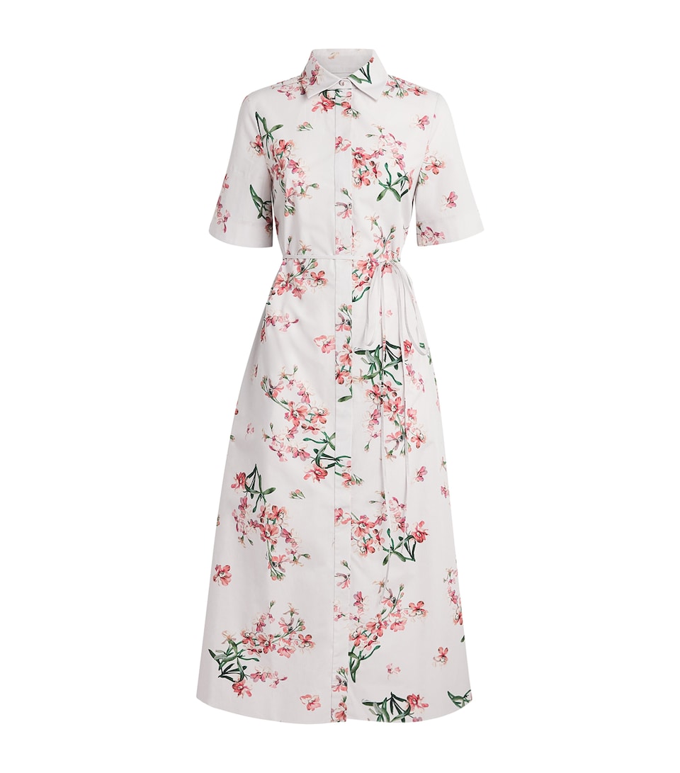 Erdem Womens Cotton Floral Midi Shirt Dress Paintd Orchd Ptl Pnk