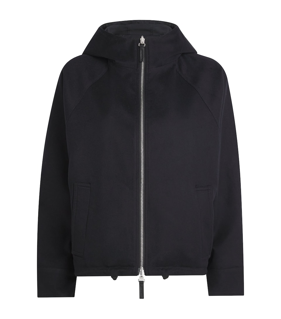 Yves Salomon Womens Wool-Cashmere Reversible Hooded Jacket