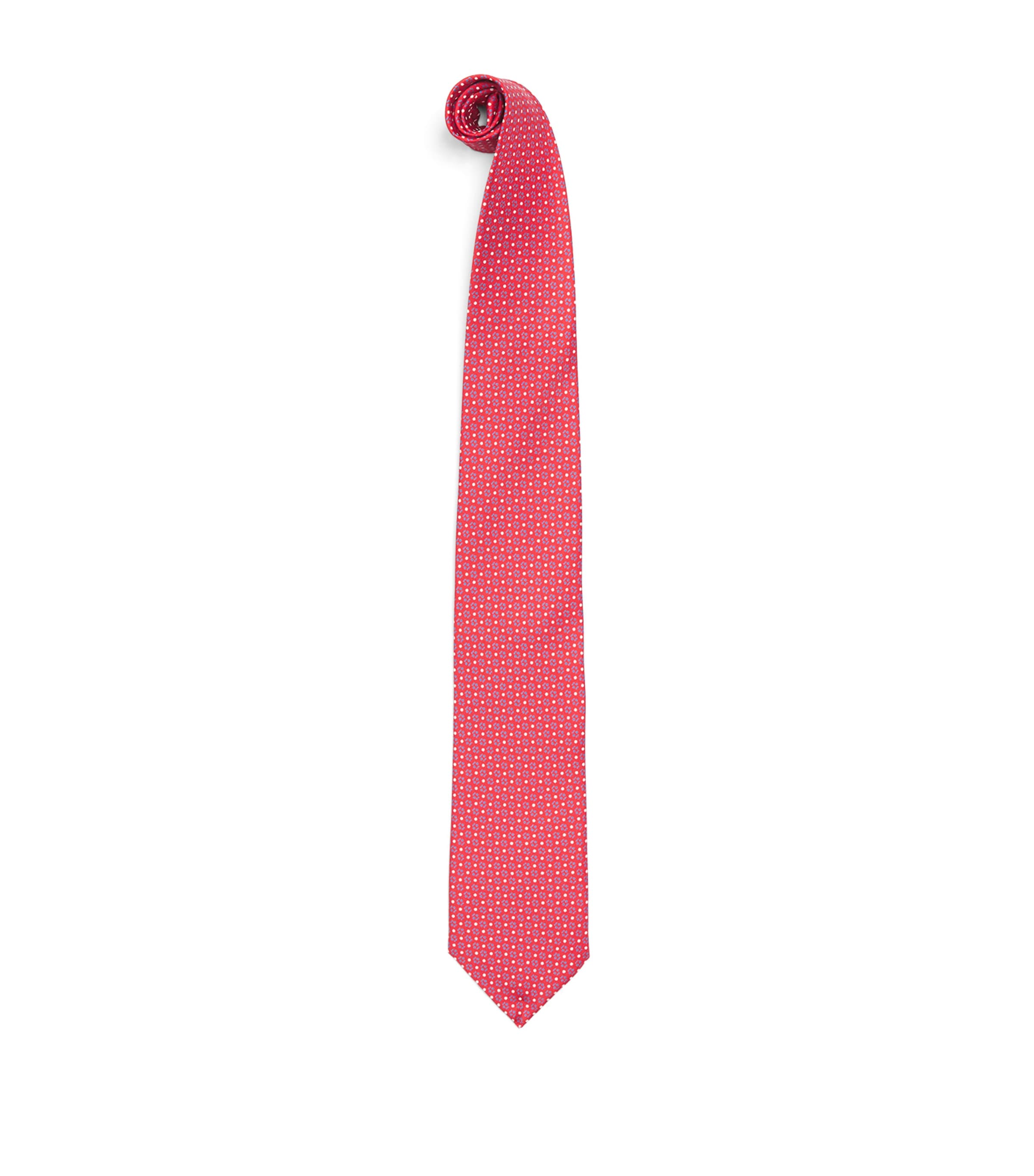 E. Marinella Silk Geometric Tie Red