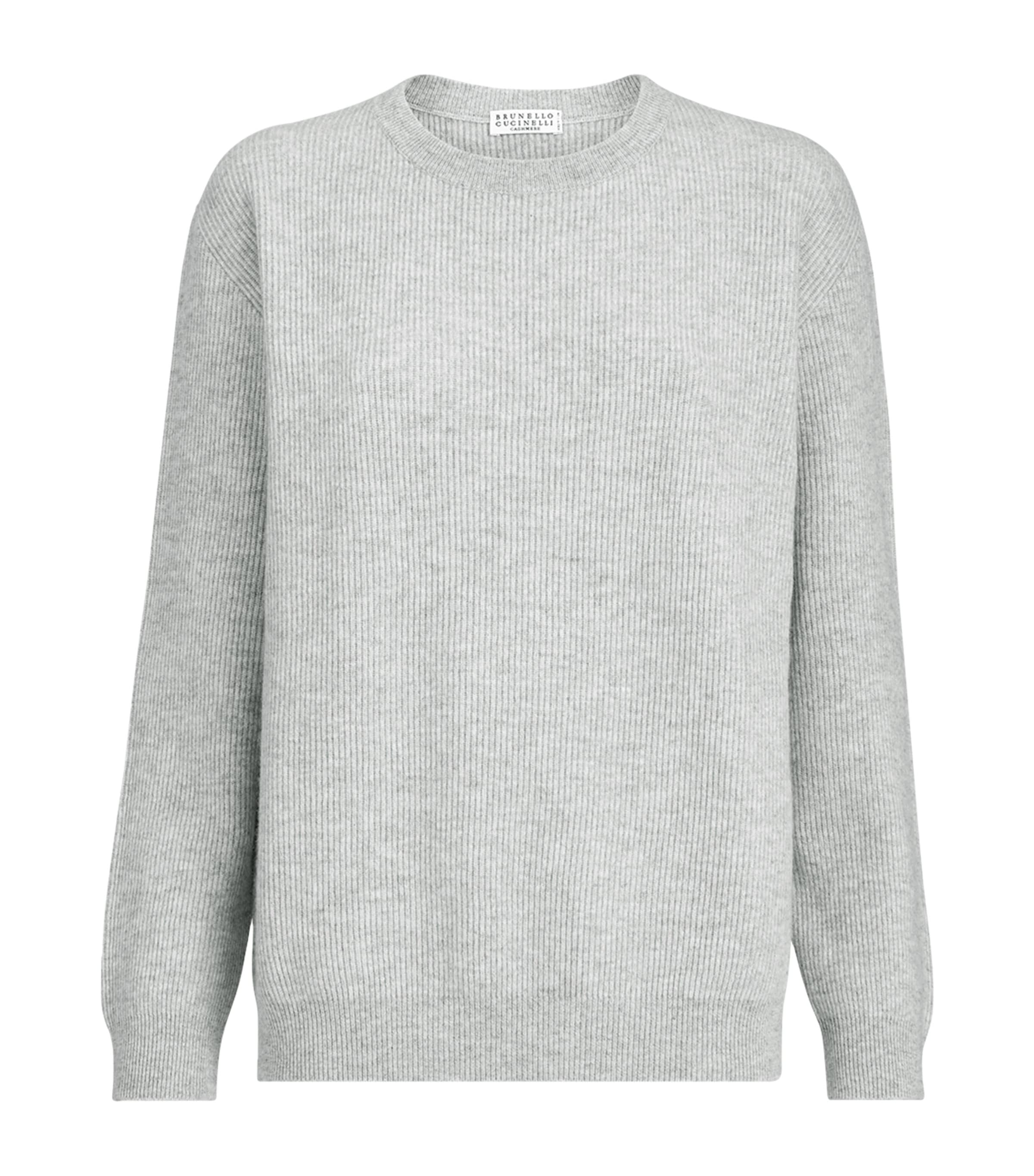 Brunello Cucinelli Womens Cashmere Ribbed Monili-Trim Sweater