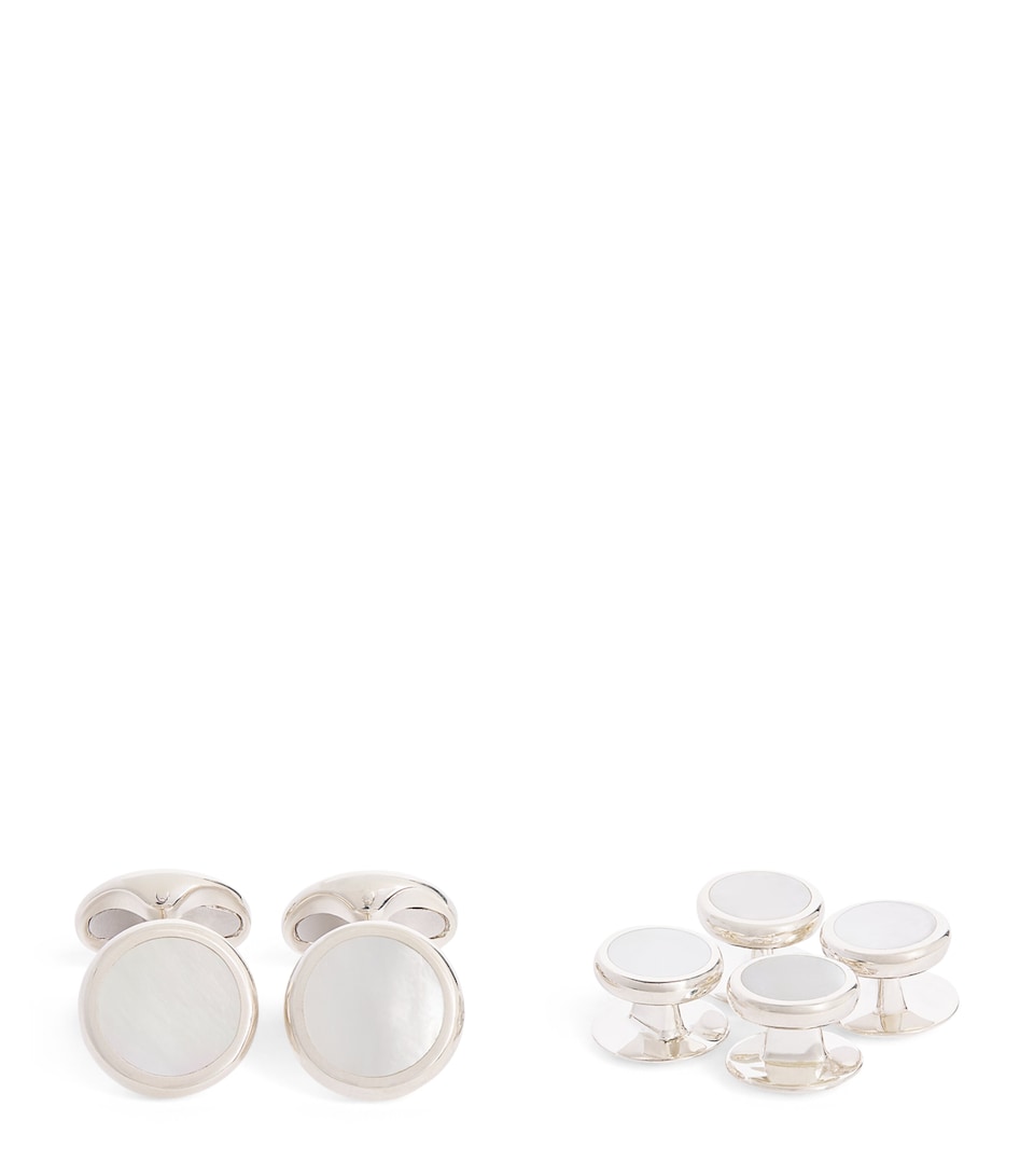 Sterling Silver and Mother-of-Pearl Round Cufflinks