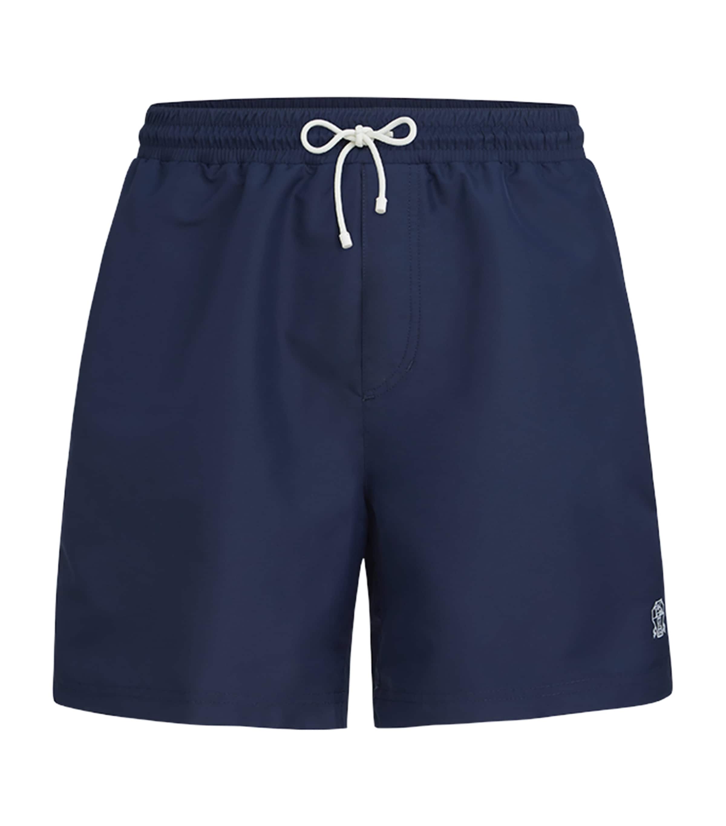 Brunello Cucinelli Mens Embroidered Logo Swim Shorts