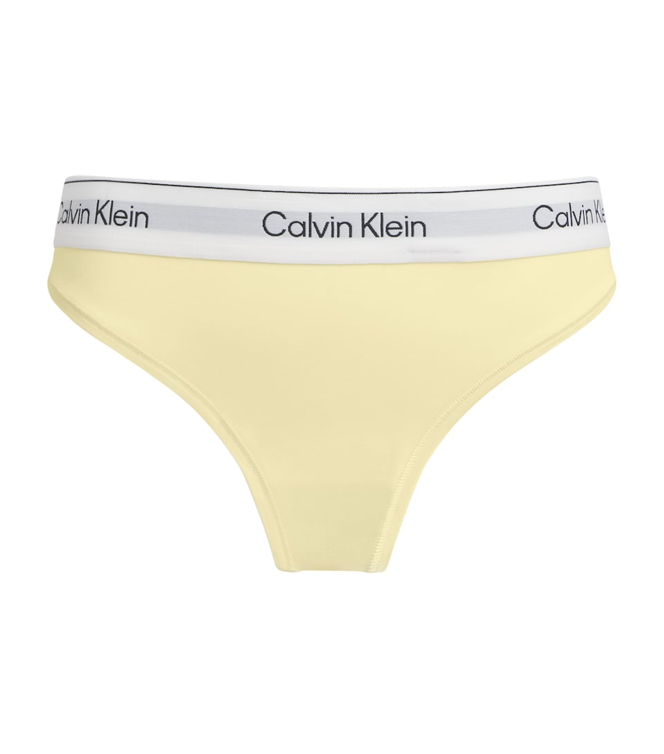 Calvin Klein Womens Cotton-Blend Icon Thong Zrk/pear Sorbet