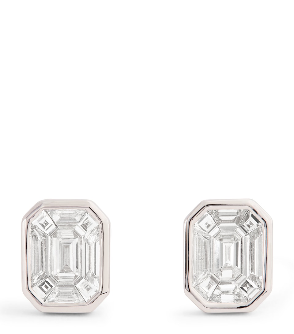 White Gold and Diamond Illusion Stud Earrings