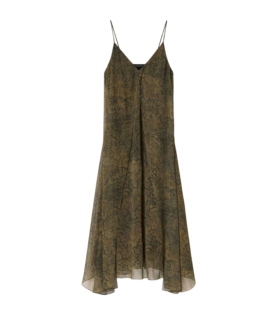 AllSaints Womens Vanda Paisley Dress Sirius Gold Black