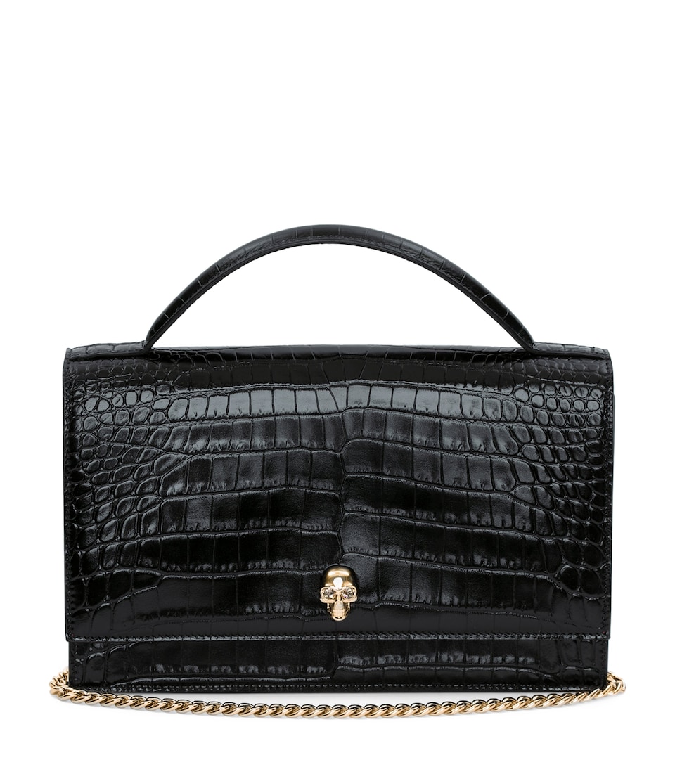 Leather Skull Top Handle Bag