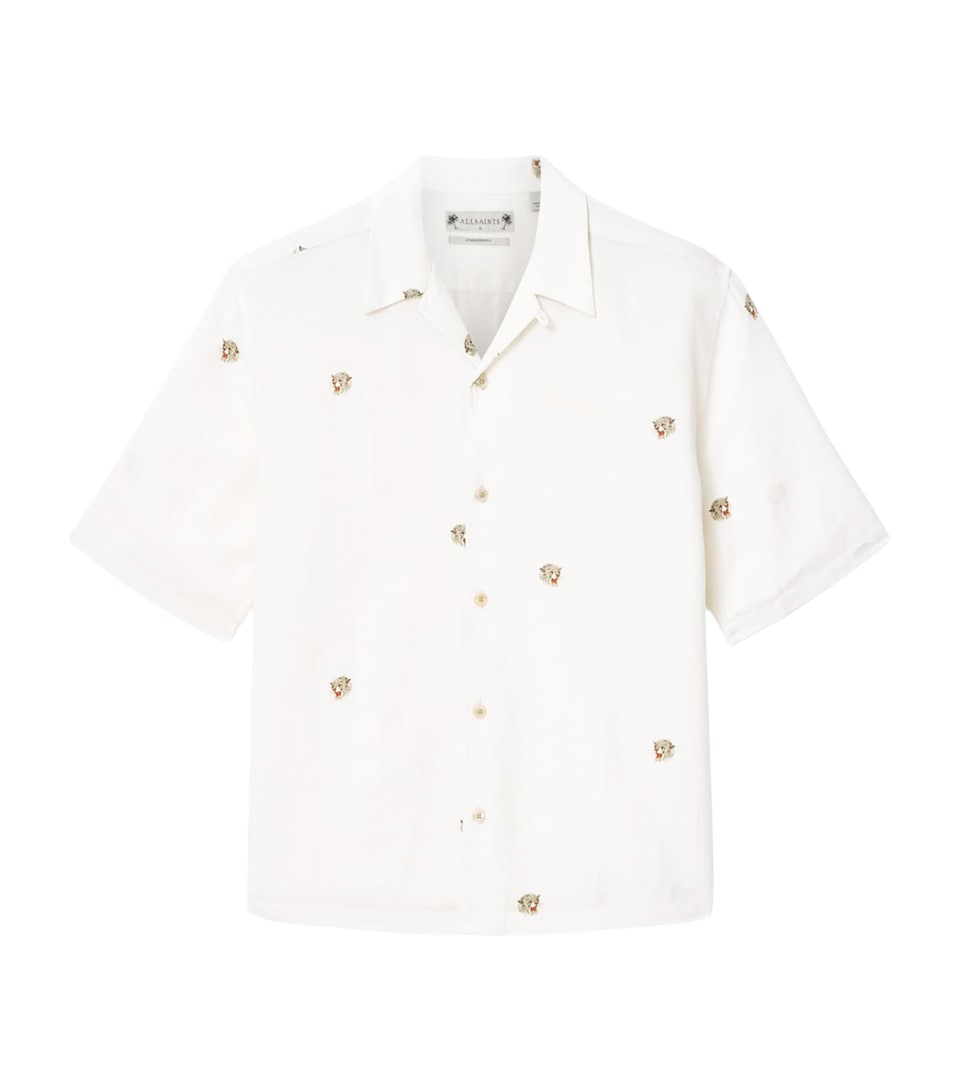 AllSaints Mens Short-Sleeve Feline Shirt Ecru