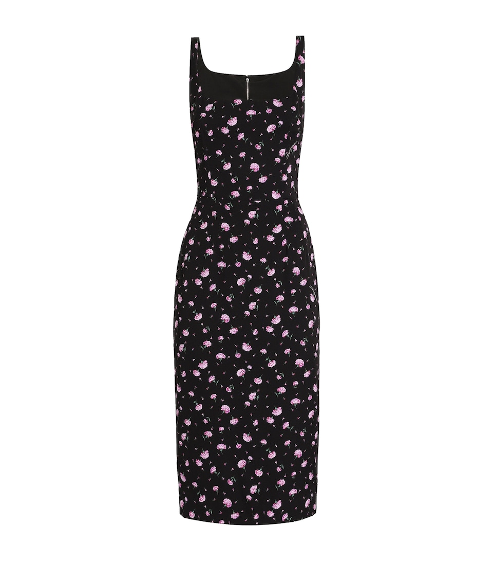 Stretch-Silk Floral Midi Dress