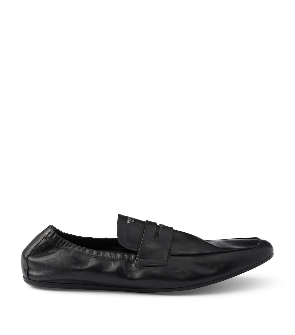 Prada Antiqued Leather Shuffle Loafers