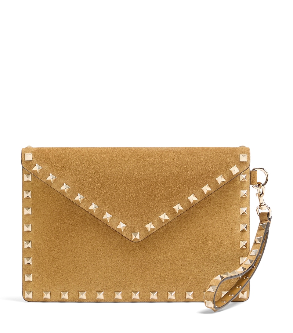 Valentino Garavani Suede Rockstud Clutch Bag Rdx