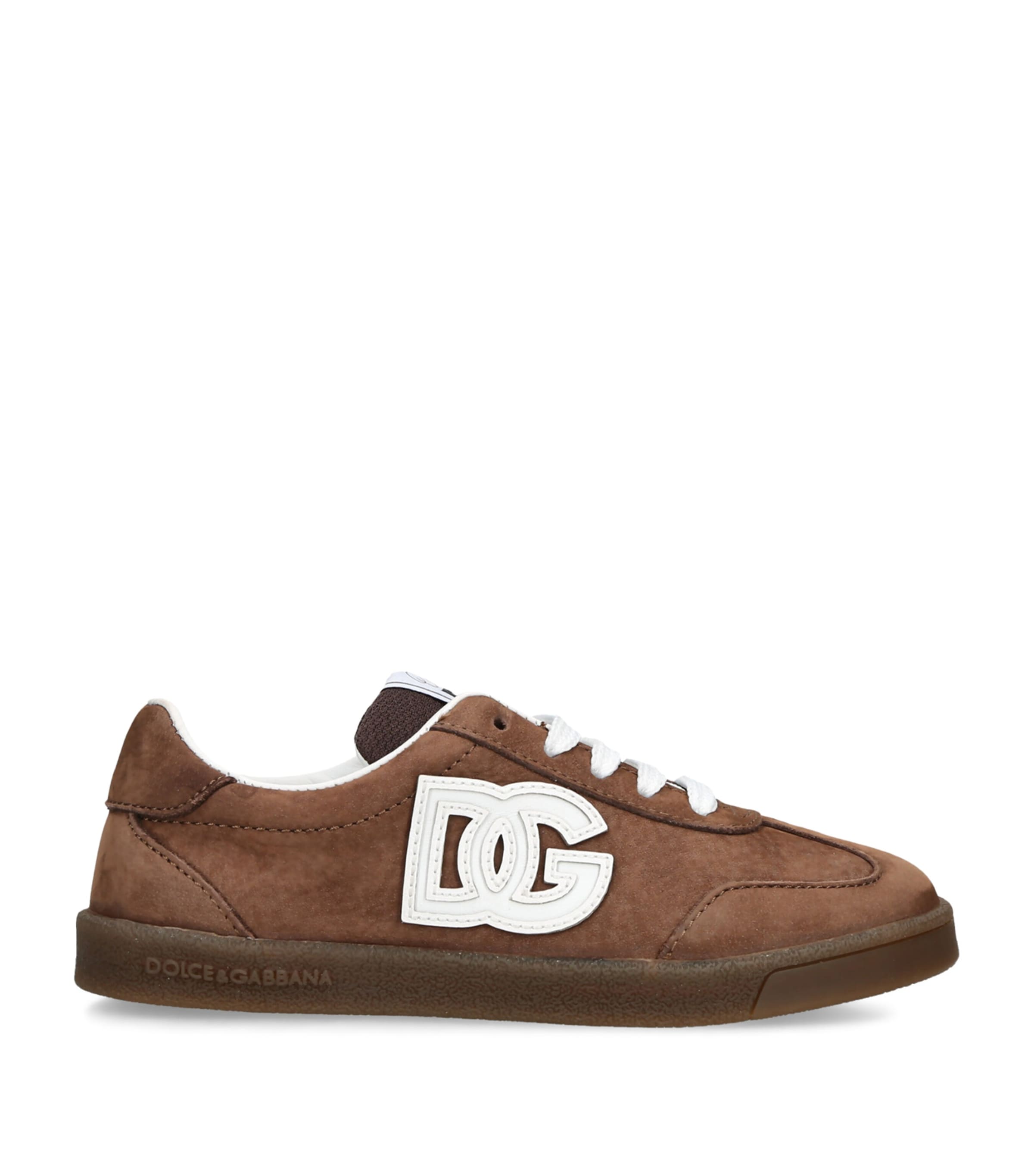 Dolce&Gabbana Kids Suede DG Sneakers Brown