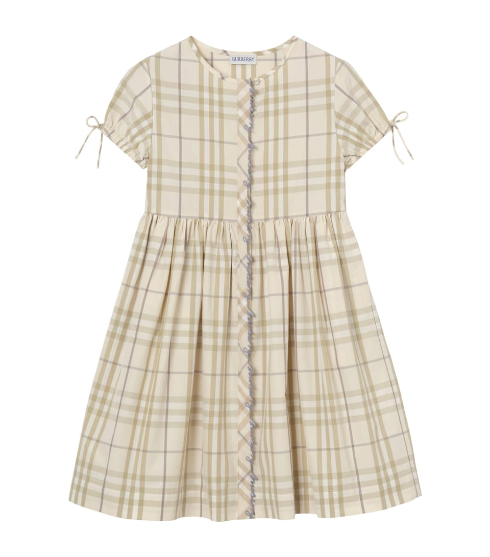 Burberry Kids Cotton Check Dress (4-12 Years) Sesame Beige Ip Chk
