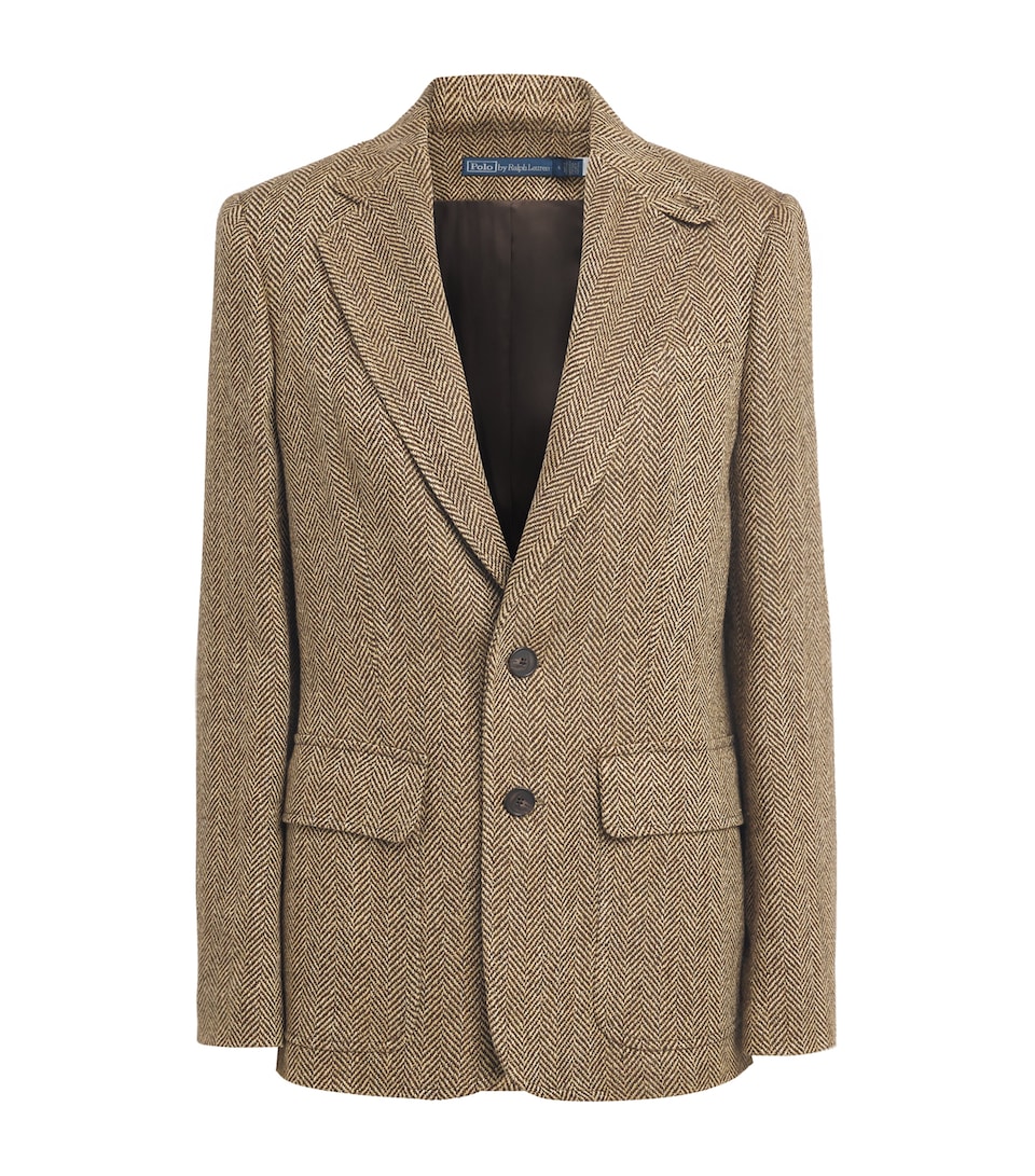Linen-Blend Herringbone Blazer