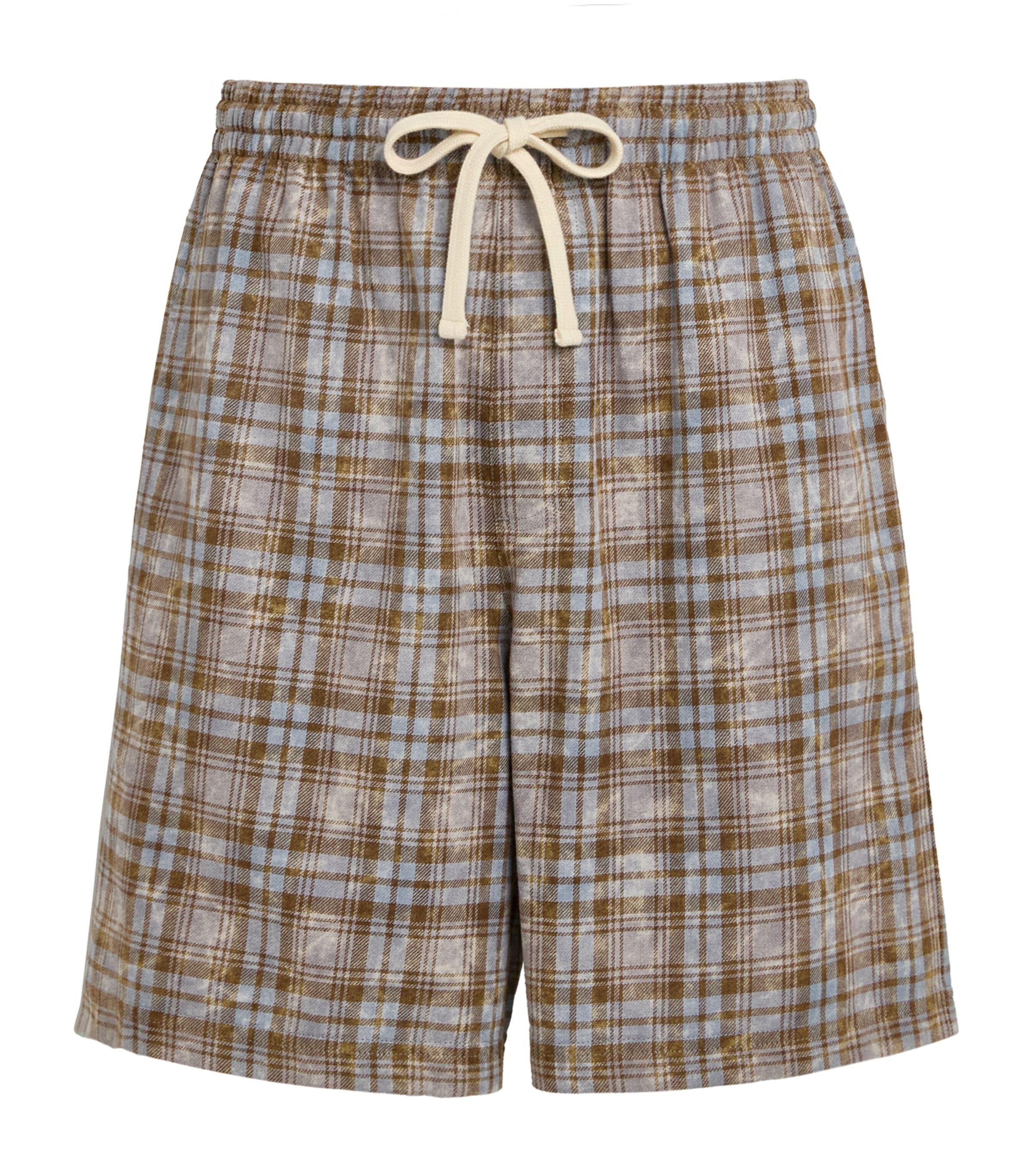 Picante Mens Cotton Bleached Check Rocco Shorts Baby Blue