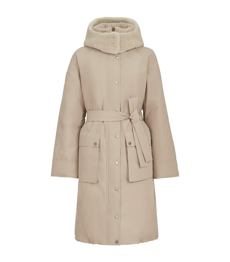 Brunello Cucinelli Womens Taffeta Down Coat Sesamo