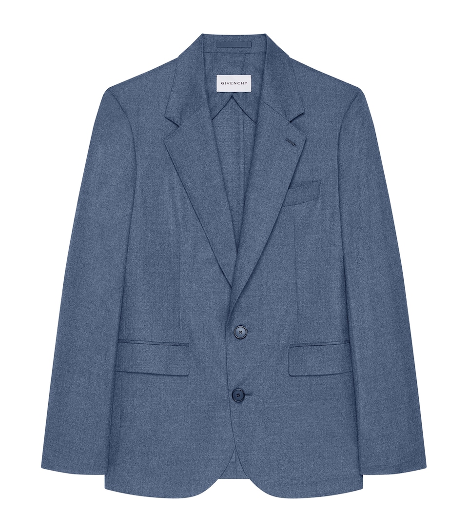 Givenchy Mens Wool Double-Breasted Blazer Grey Blue