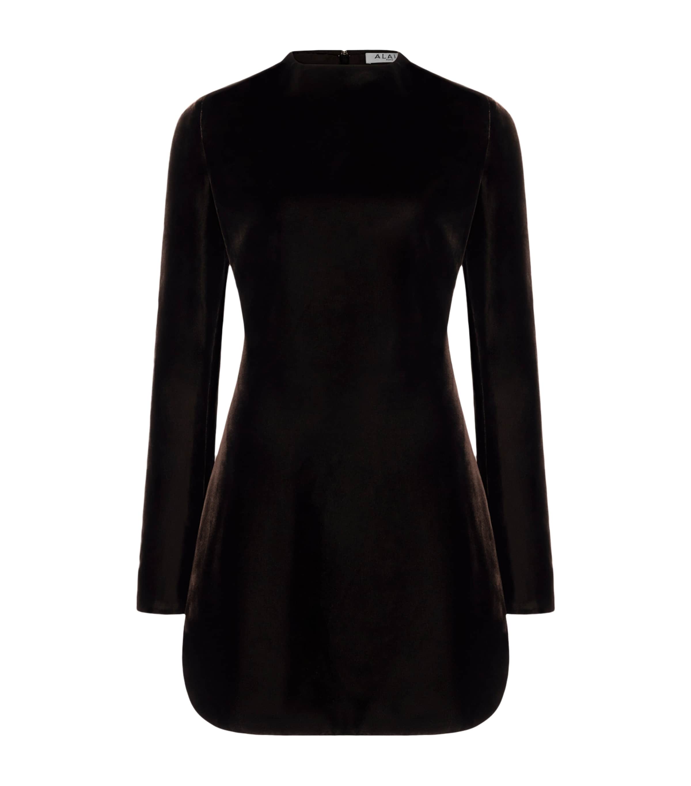 Alaïa Womens Velvet Cinched Mini Dress Ebene