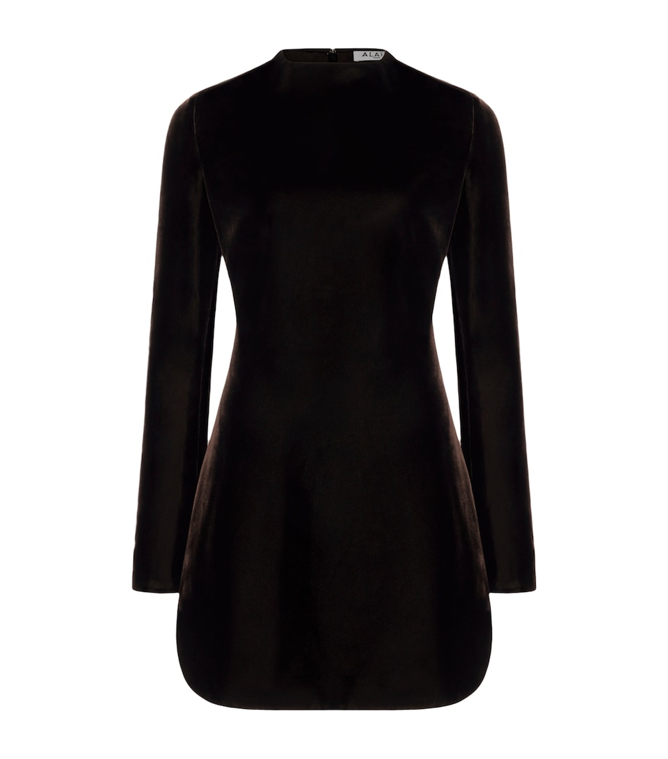 Alaïa Womens Velvet Cinched Mini Dress Ebene