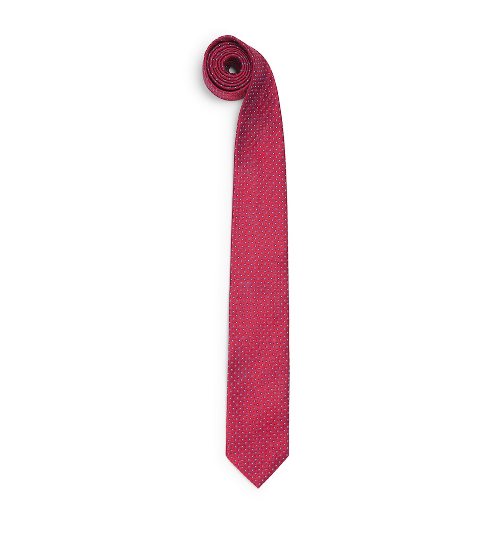Eton Silk Geometric Tie Red