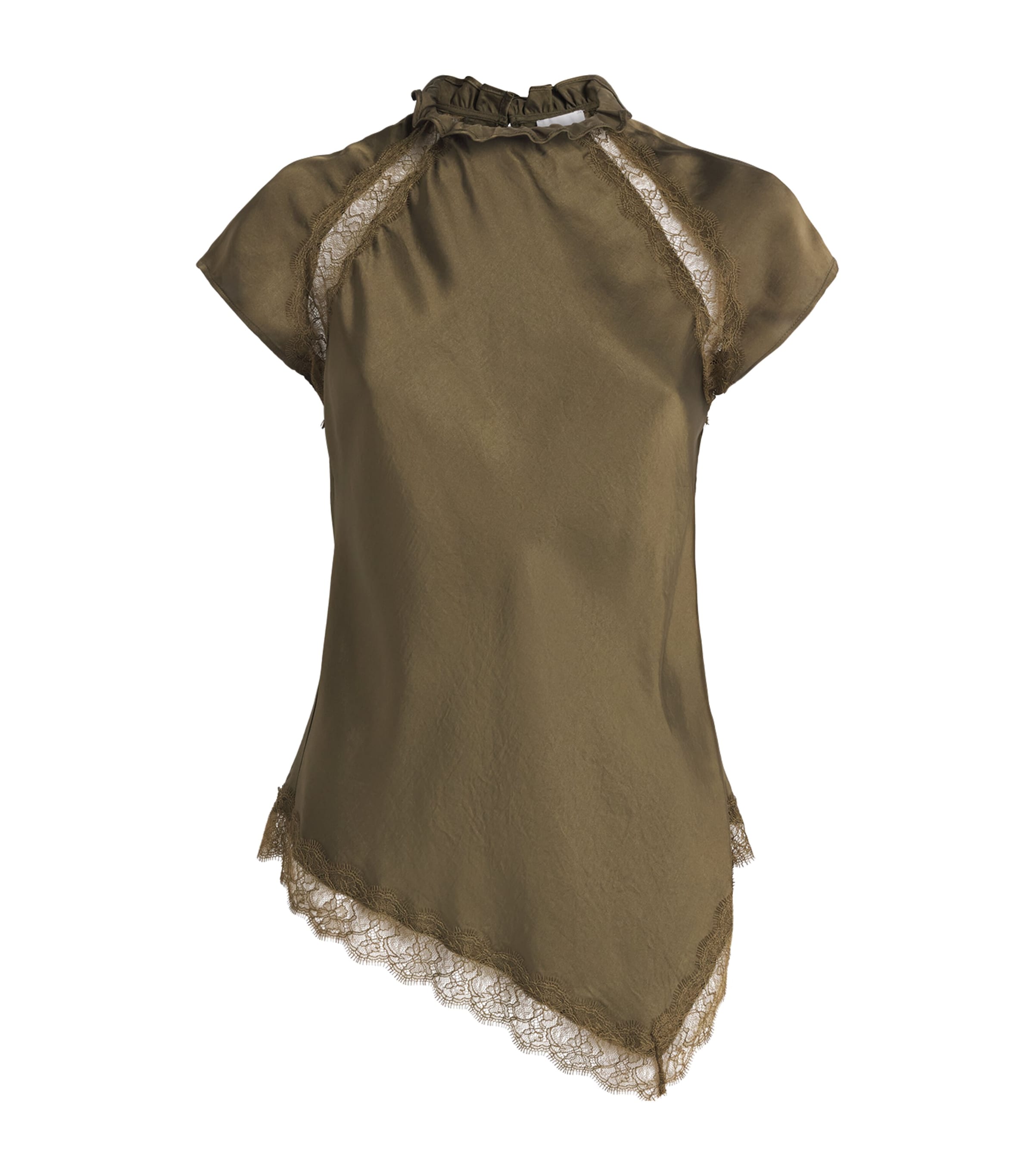 Claudie Pierlot Womens Lace-Trim Asymmetric Top Bronze