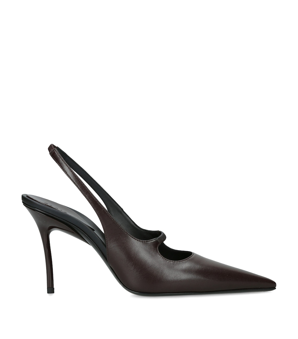 Alaïa Leather Drop Slingback Pumps 90 Dark Brown