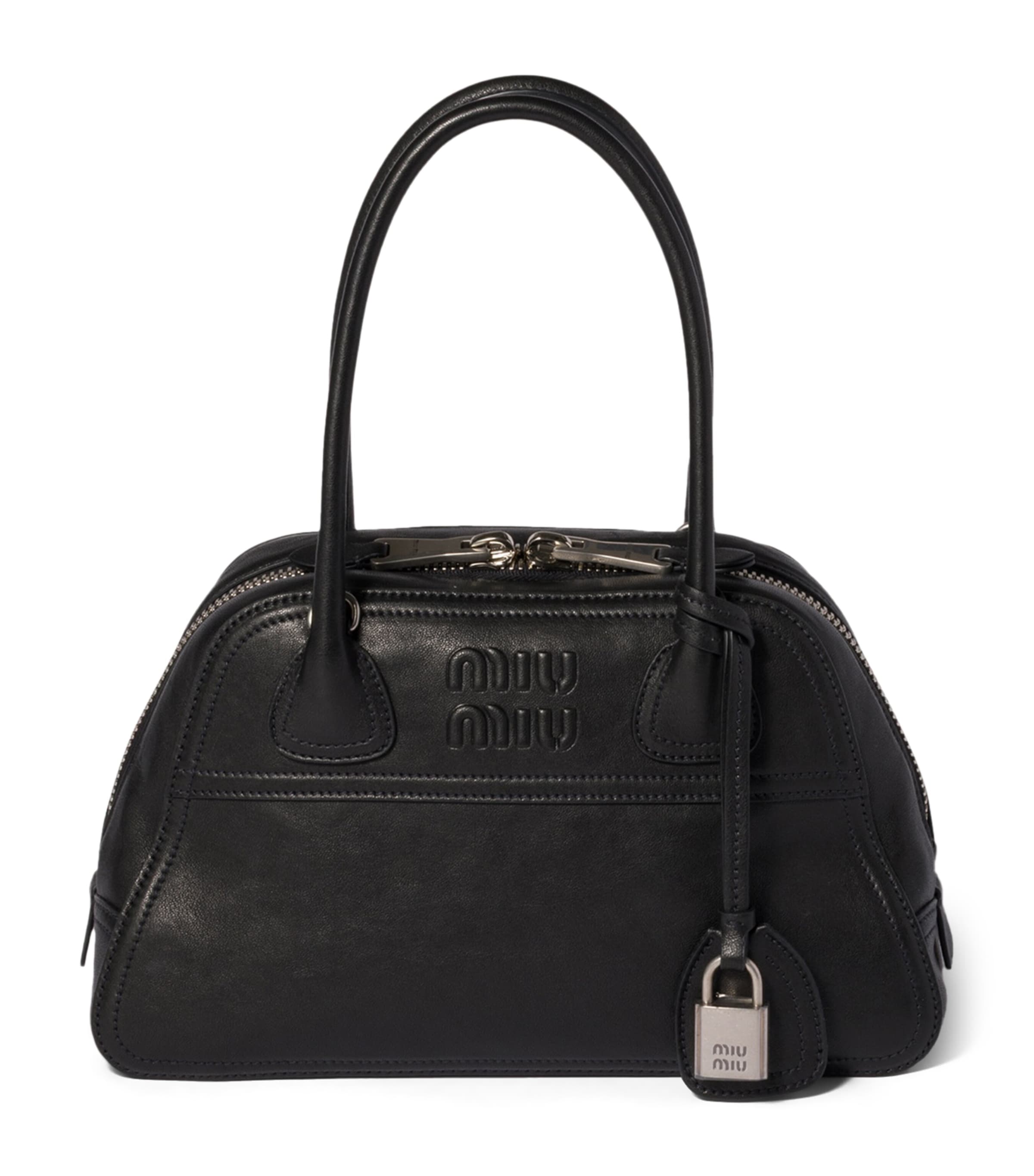 Miu Miu Nappa Leather Vivant Top-Handle Bag Black