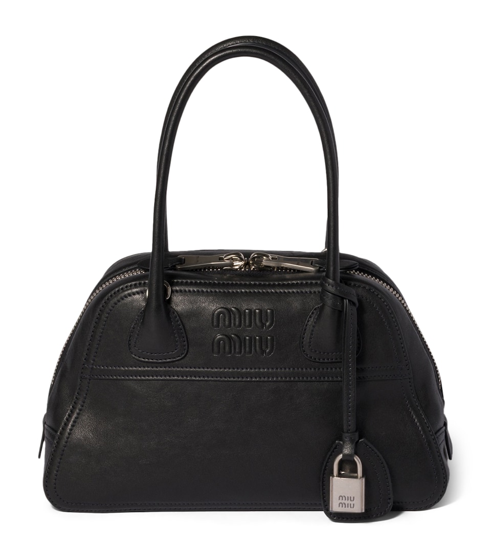 Miu Miu Nappa Leather Vivant Top-Handle Bag Black