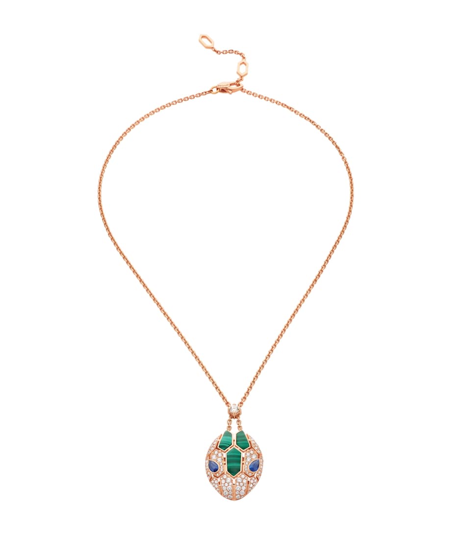 Rose Gold And Precious Stone Serpenti Necklace