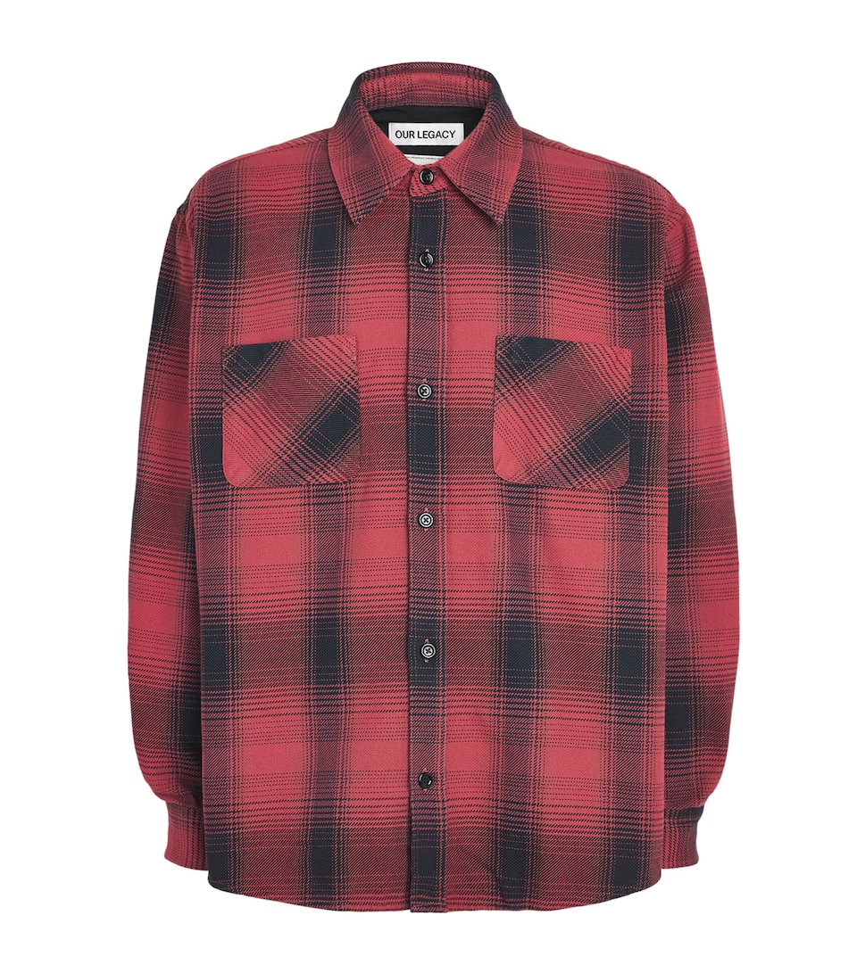 Our Legacy Mens Cotton Check Whoppin Shirt Bison Chck Ranch Ctn