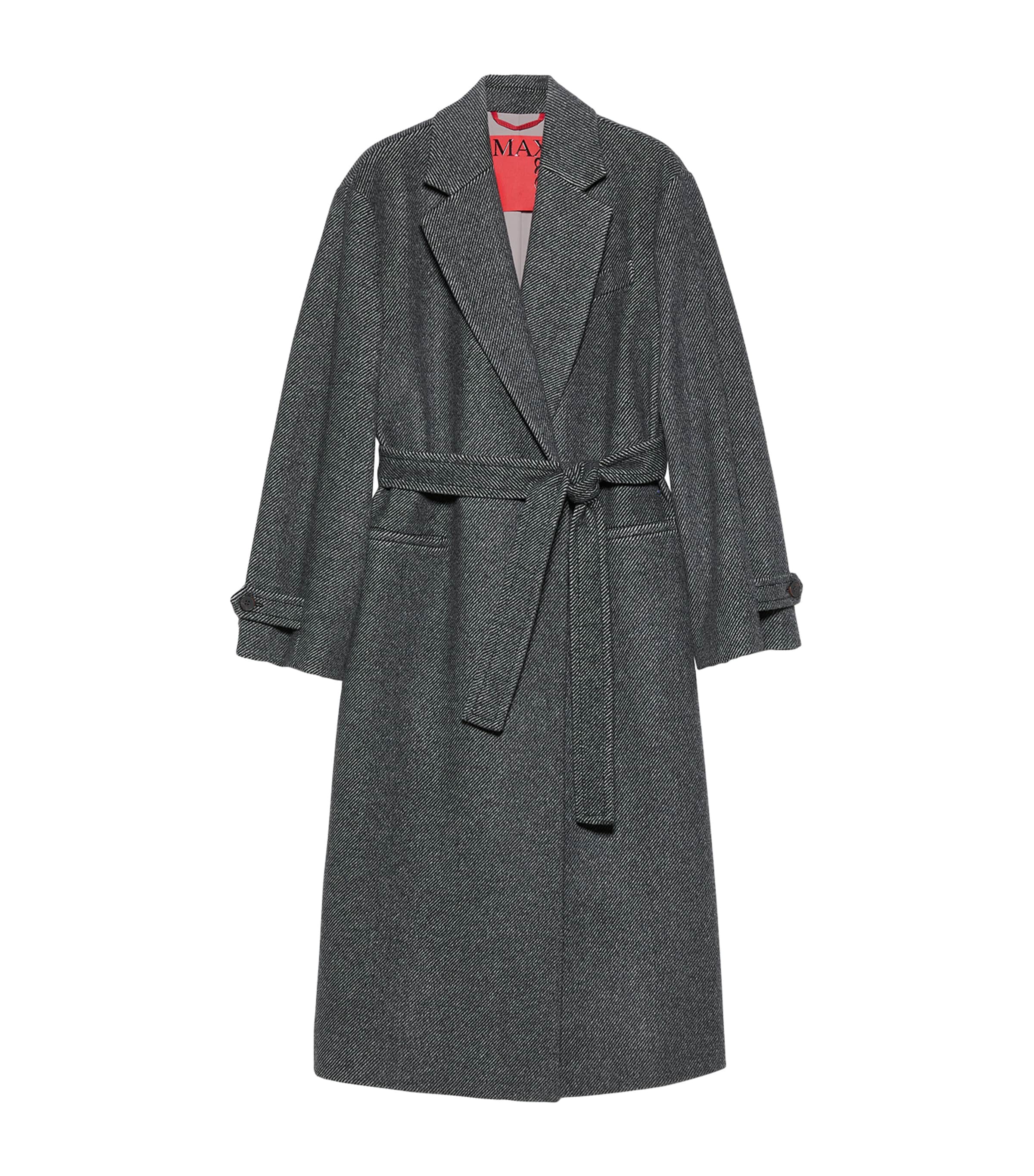 MAX&Co. Womens Virgin Wool Belted Coat Black