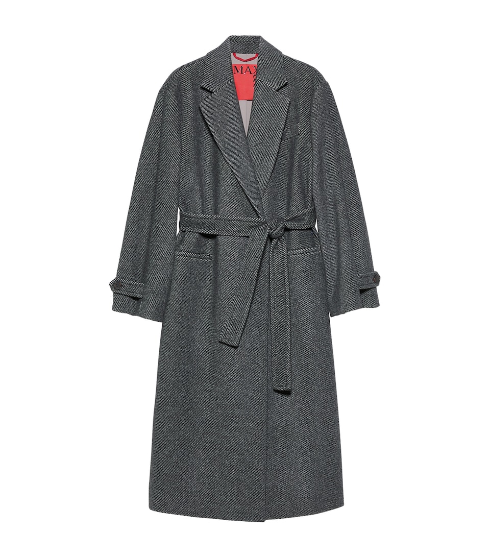 MAX&Co. Womens Virgin Wool Belted Coat Black