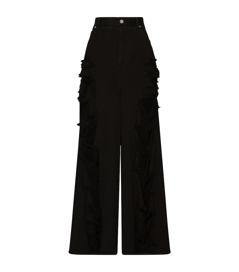 KIM DOLCE&GABBANA Distressed High-Rise Oversized Jeans