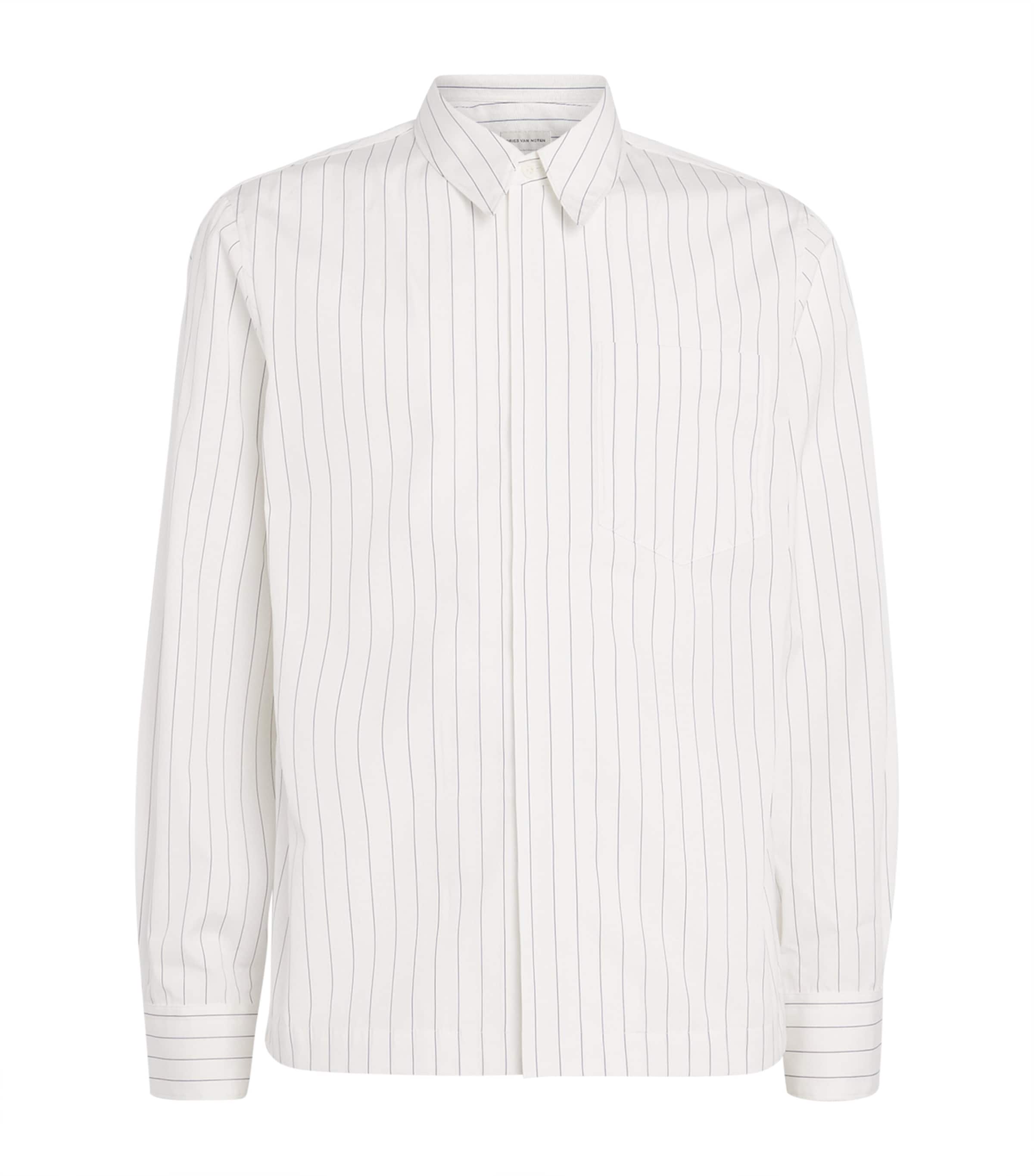 Cotton Zip-Detail Stripe Shirt