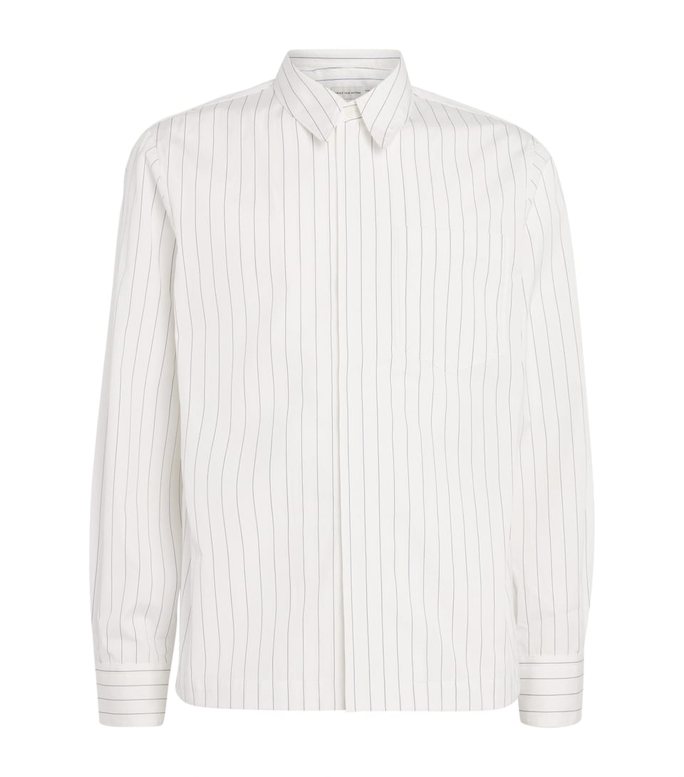 Cotton Zip-Detail Stripe Shirt