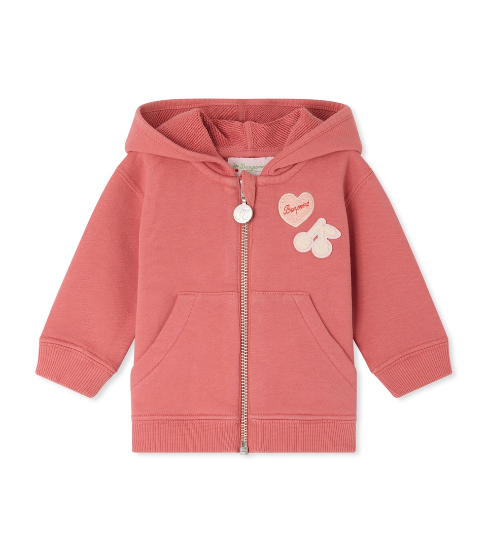 Bonpoint Cotton Embroidered Hoodie (6-18 Months) Upb Framboise