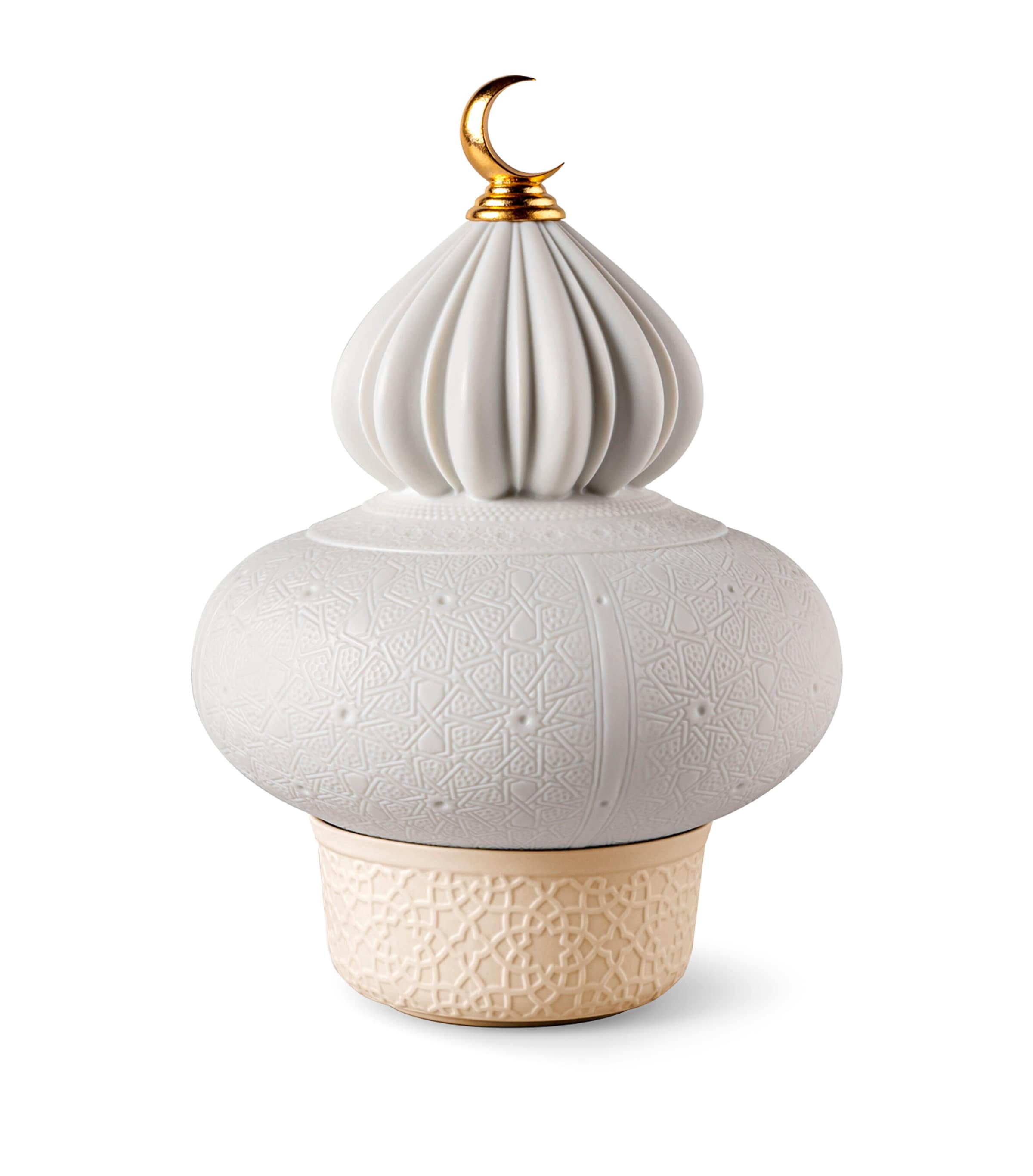 Lladró Majestic Night Wireless Lamp (23cm) White & Gold