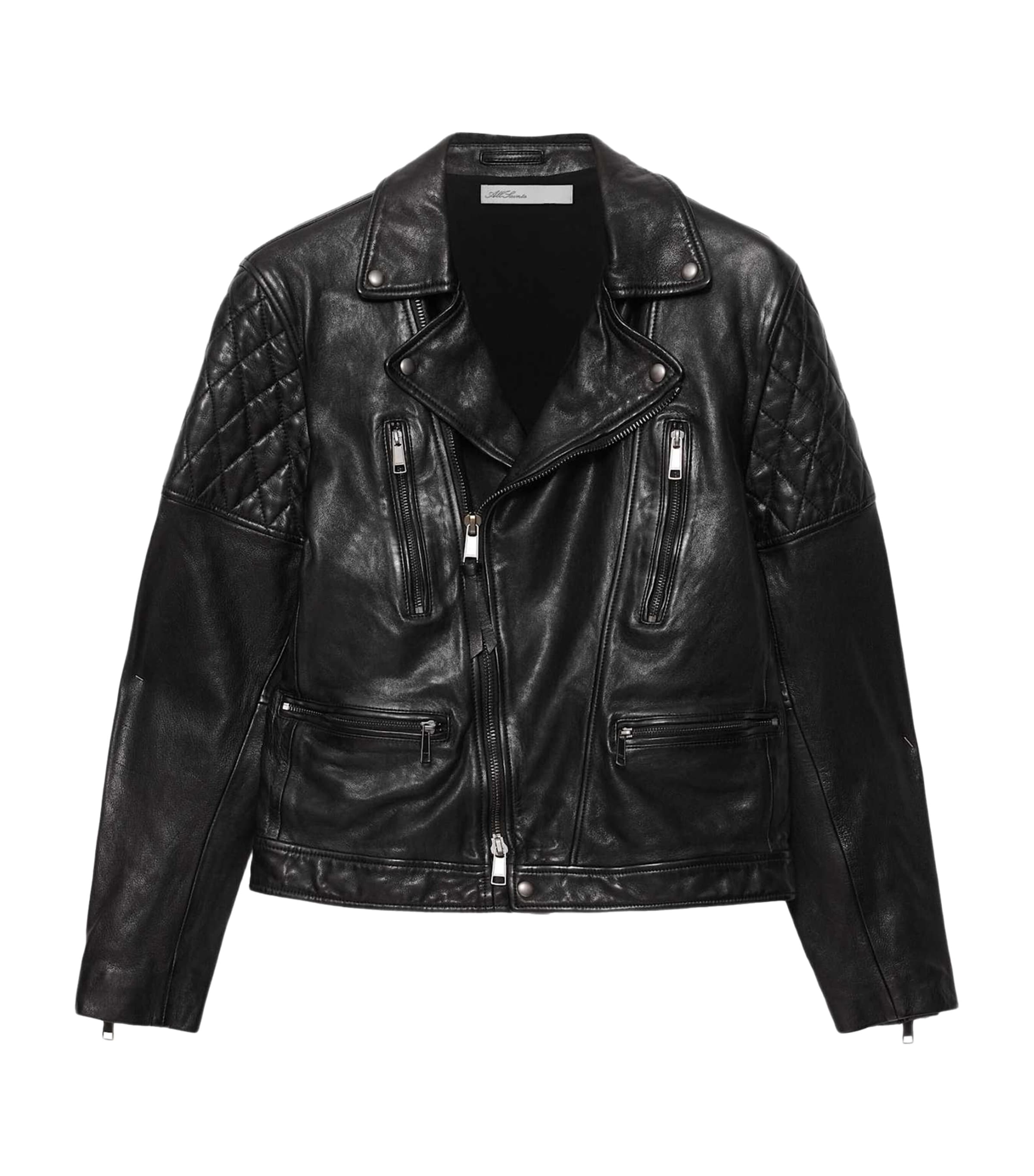 AllSaints Mens Reed Leather Biker Jacket Black