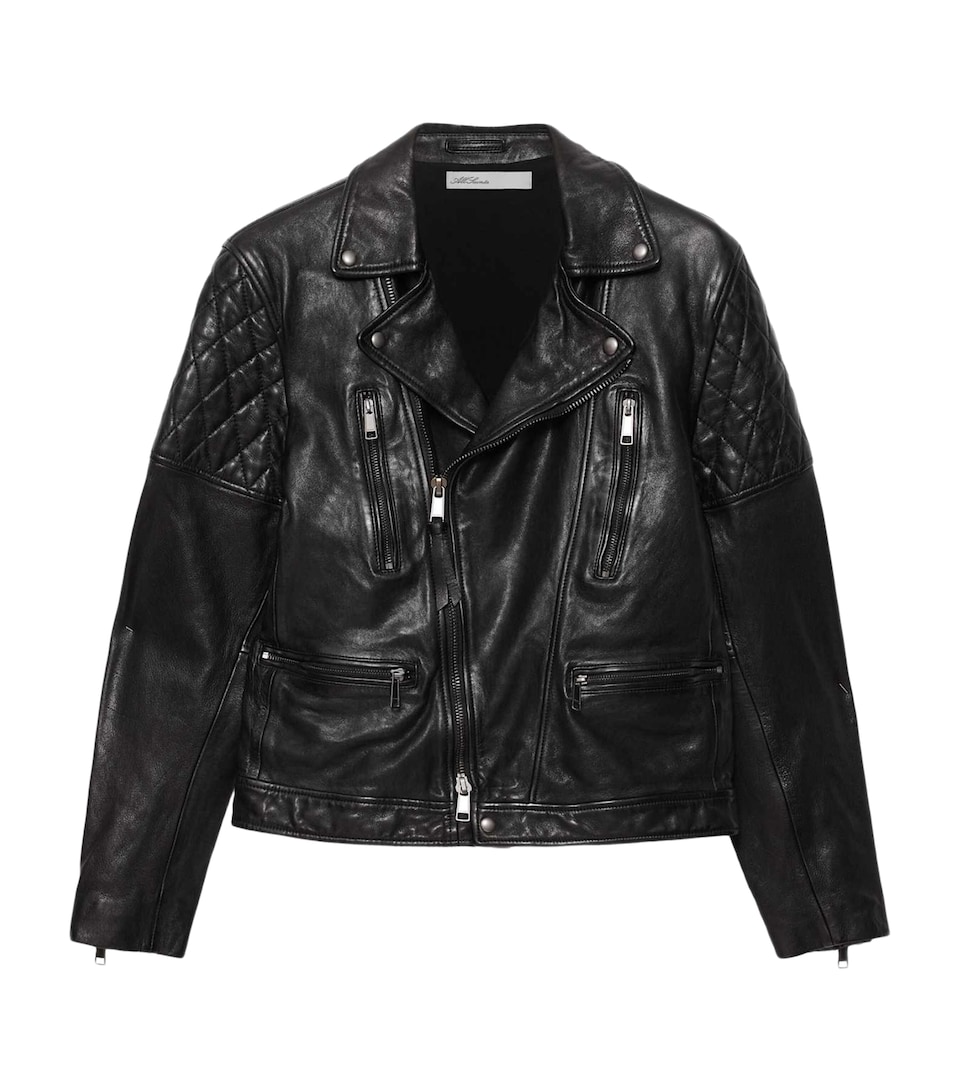 AllSaints Mens Reed Leather Biker Jacket Black